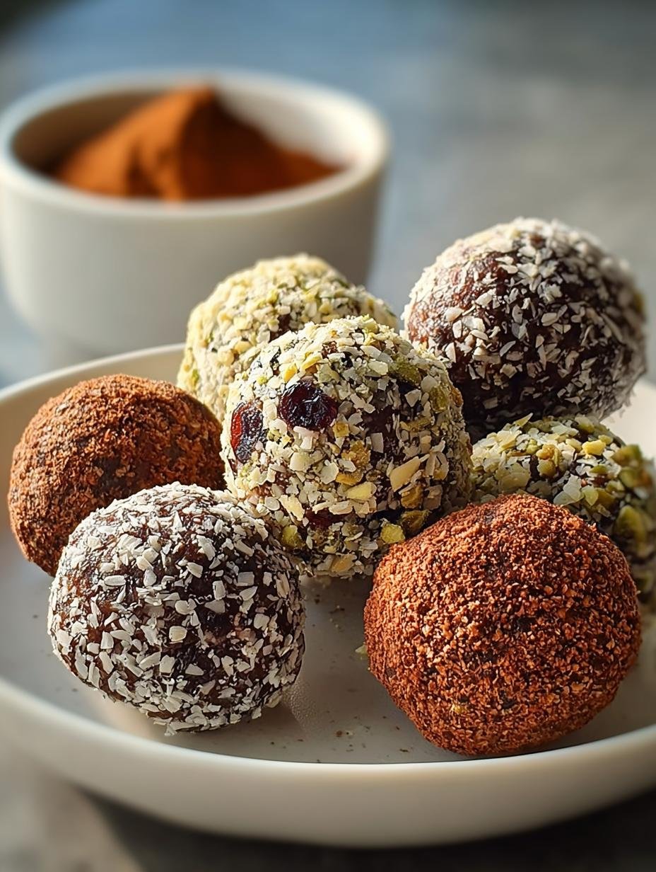 Heerlijke Geen Bakproteinballetjes op een schaal, klaar om te eten, een snelle en gezonde traktatie