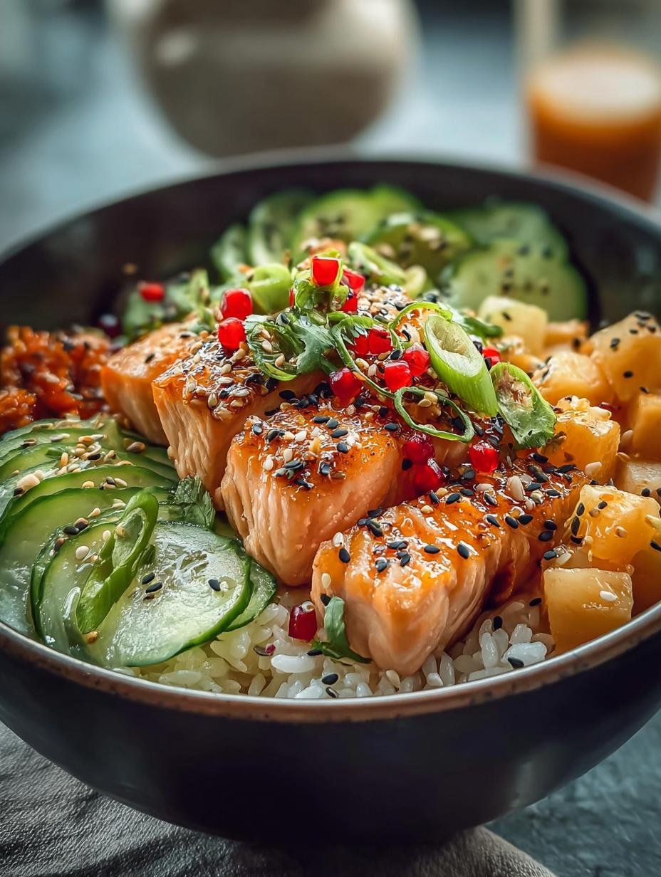 Heerlijke Reisschüssel Mit Lachs Ein met verse zalm, avocado en knapperige groenten