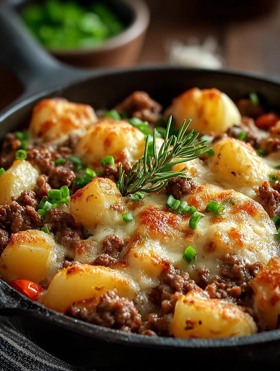 Rustikale Kartoffel Hackfleisch Pfanne