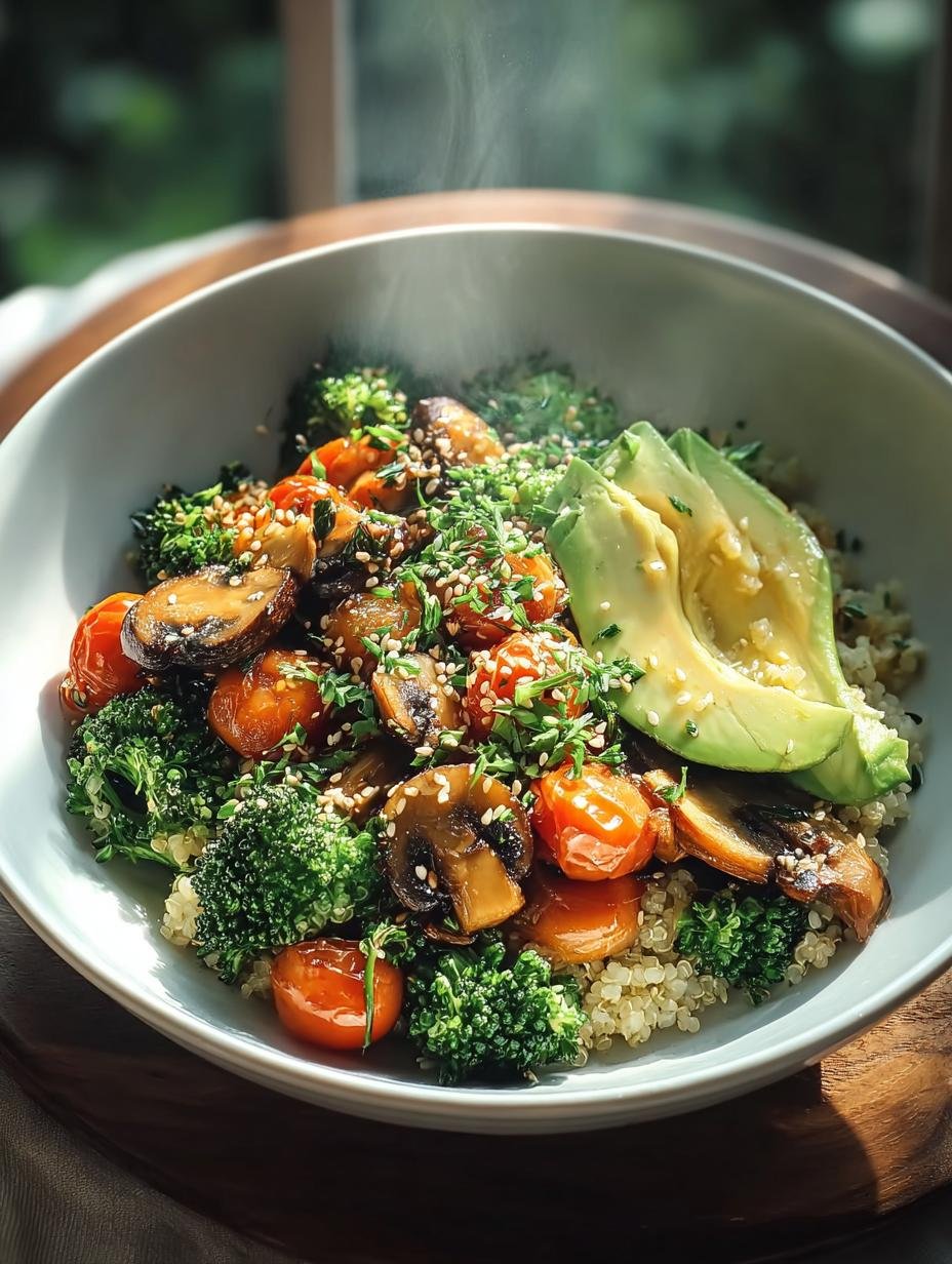 Een kleurrijke kom met snelle en eenvoudige plantaardige chili, rijk aan groenten, quinoa en zwarte bonen, afgetopt met verse avocado en koriander.