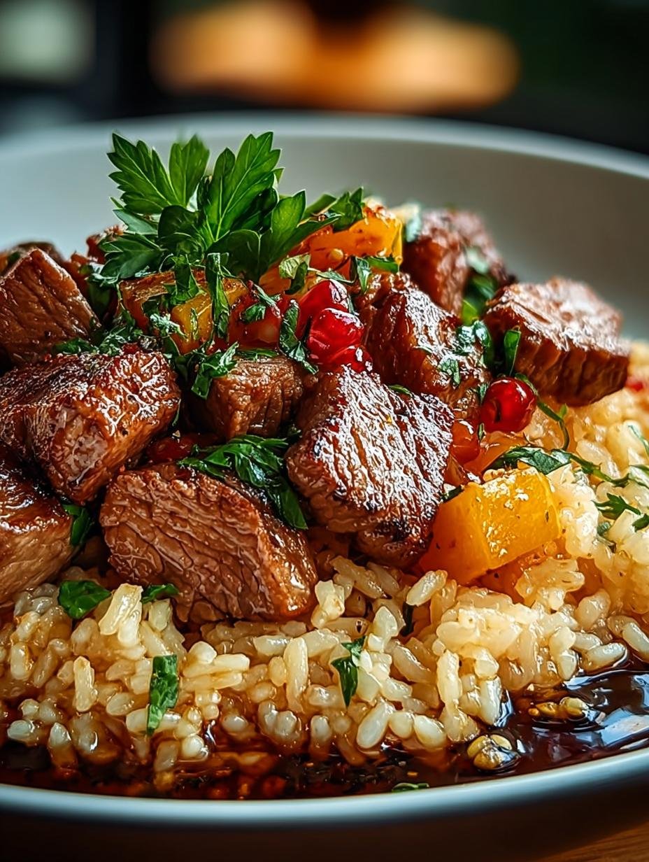 Verrukkelijk Serbisches Reisfleisch Ein Unglaubliches in een pan, rijk gevuld met mals rundvlees, paprika en rijst, klaar om geserveerd te worden.
