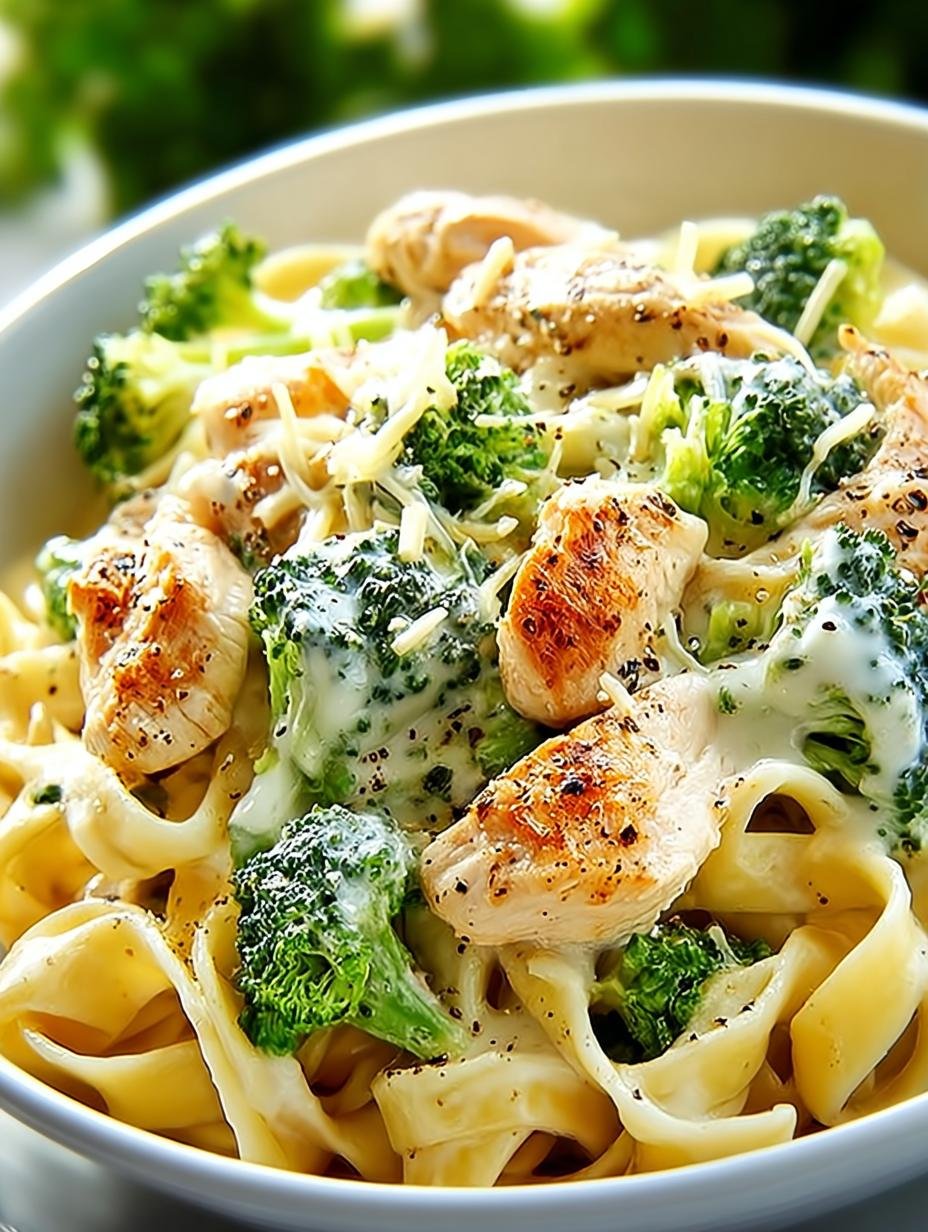 Skinny Chicken Broccoli Alfredo