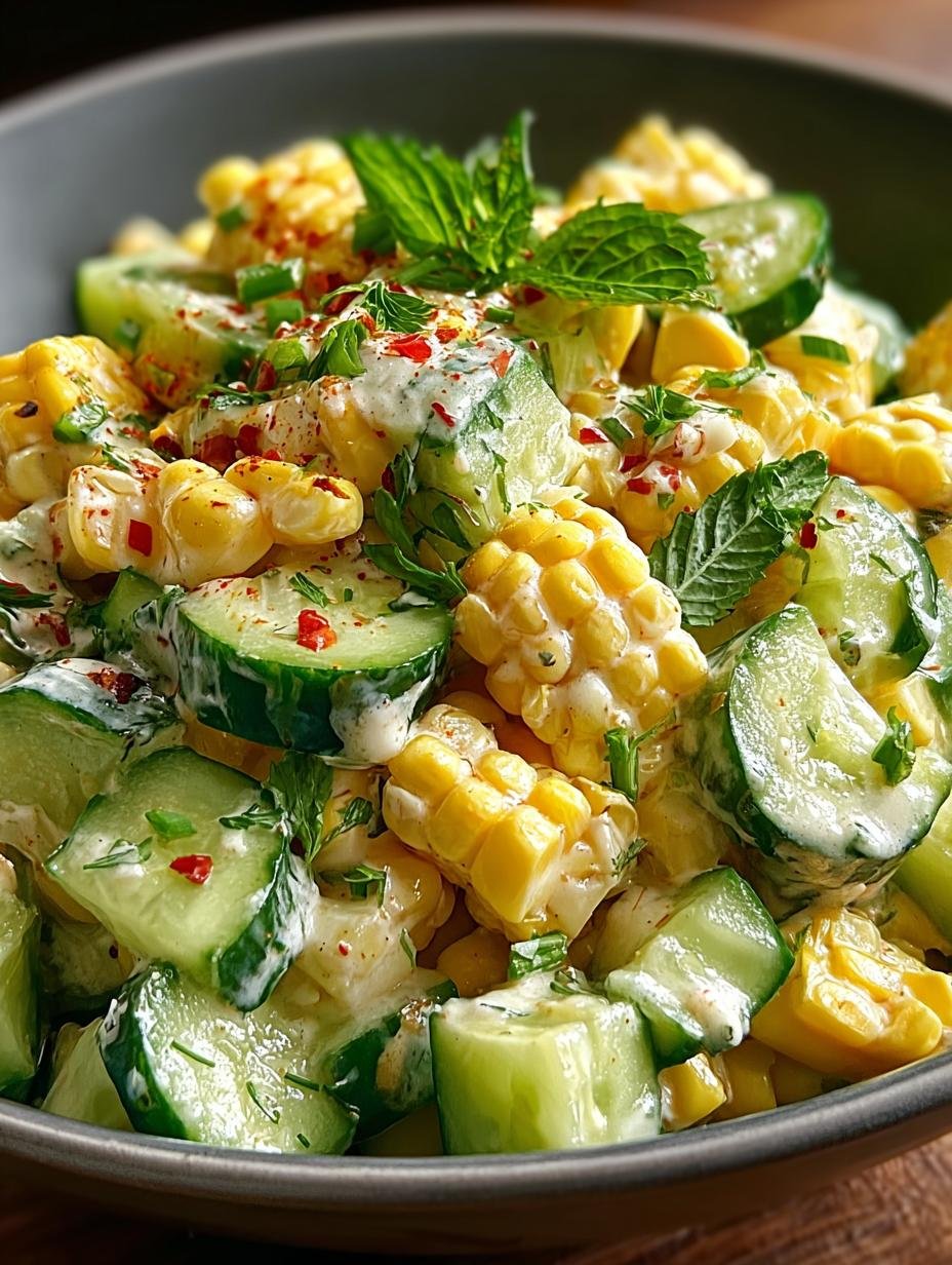 Levendige Strassenmais Cremiger Gurkensalat met gegrilde maïs en verse komkommer in een witte kom