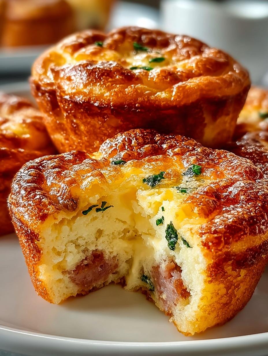 Versgebakken Wurst Pfannkuchen Muffins Recept in een muffinvorm
