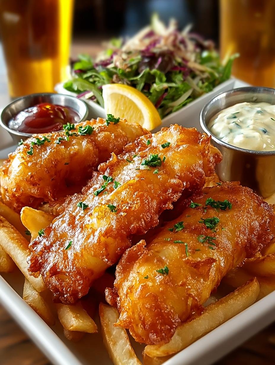 Bierbatterte Fisch Und Pommes
