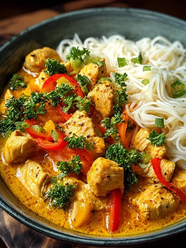 Cremiges Kokosnuss Curry Huehnchen
