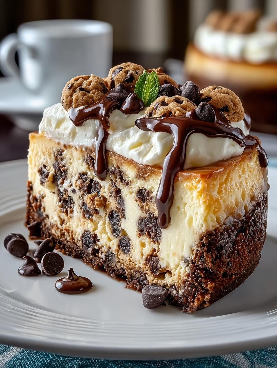Verrukkelijke Dekadente Schokoladenkeks Teig Kaesekuchen met romige vulling en chocoladekoekjesdeeg stukjes