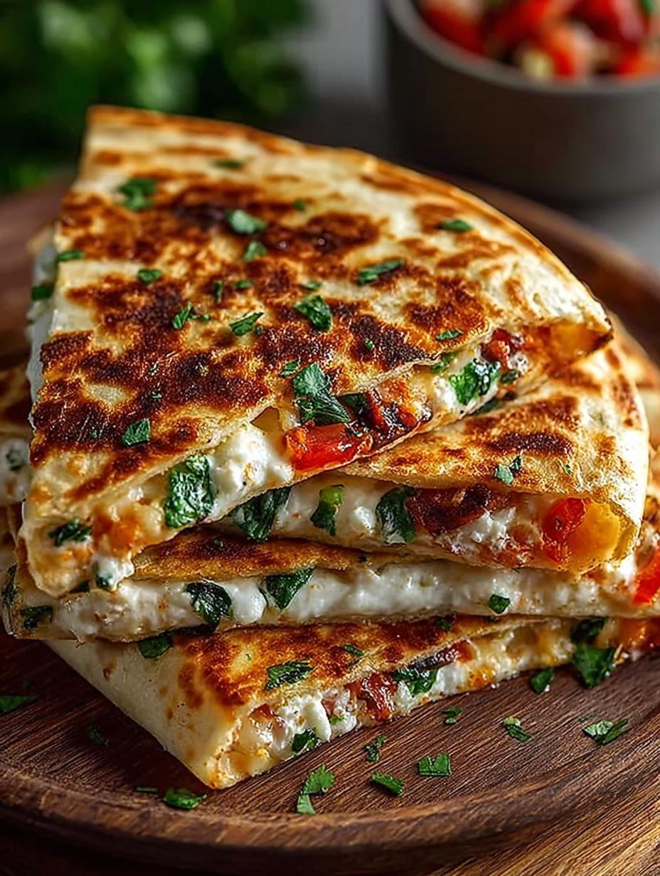 Heerlijke Einfache Mediterrane Quesadilla met gesmolten kaas en verse groenten, klaar om te serveren