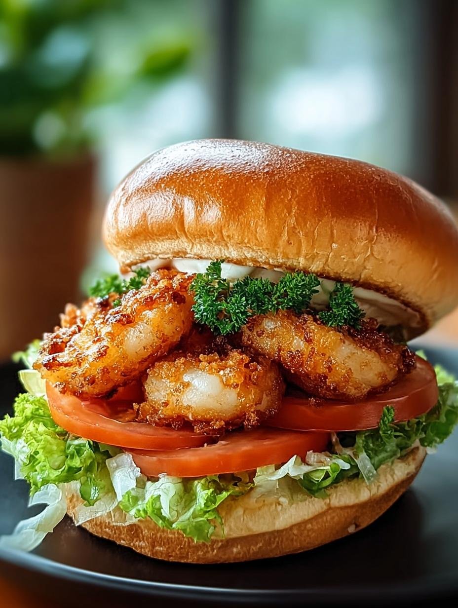 Verrukkelijke Frittierte Garnelenburger met knapperige textuur en verse ingrediënten