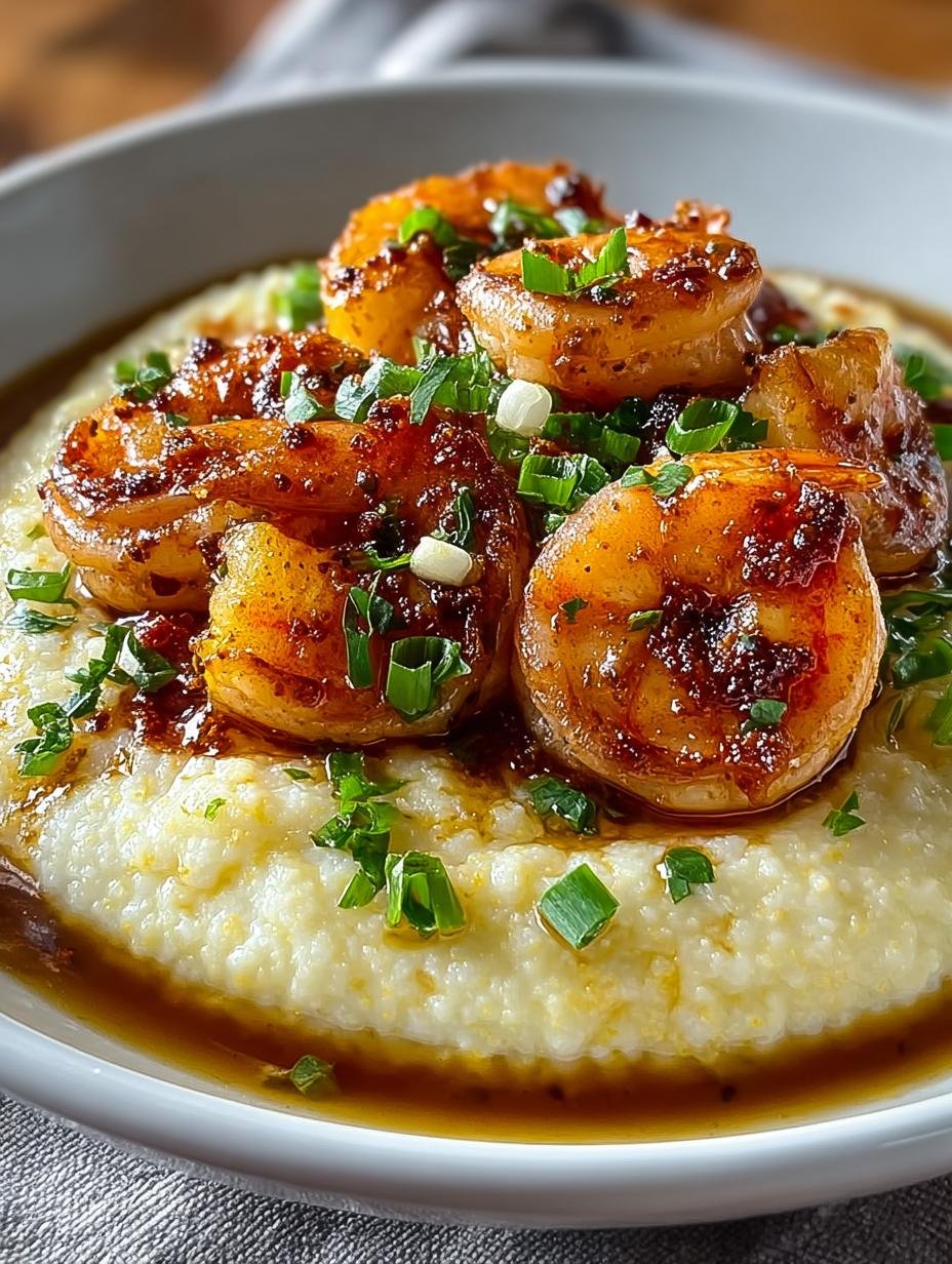 Garnelen Und Gruetze Cajun geserveerd in een kom, met verse peterselie garnering