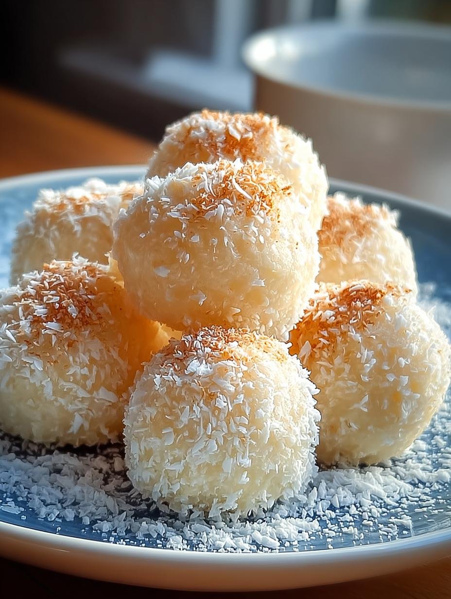 Close-up van Gezuckerte Kondensmilch Schneebälle, perfect gerold en klaar om te serveren