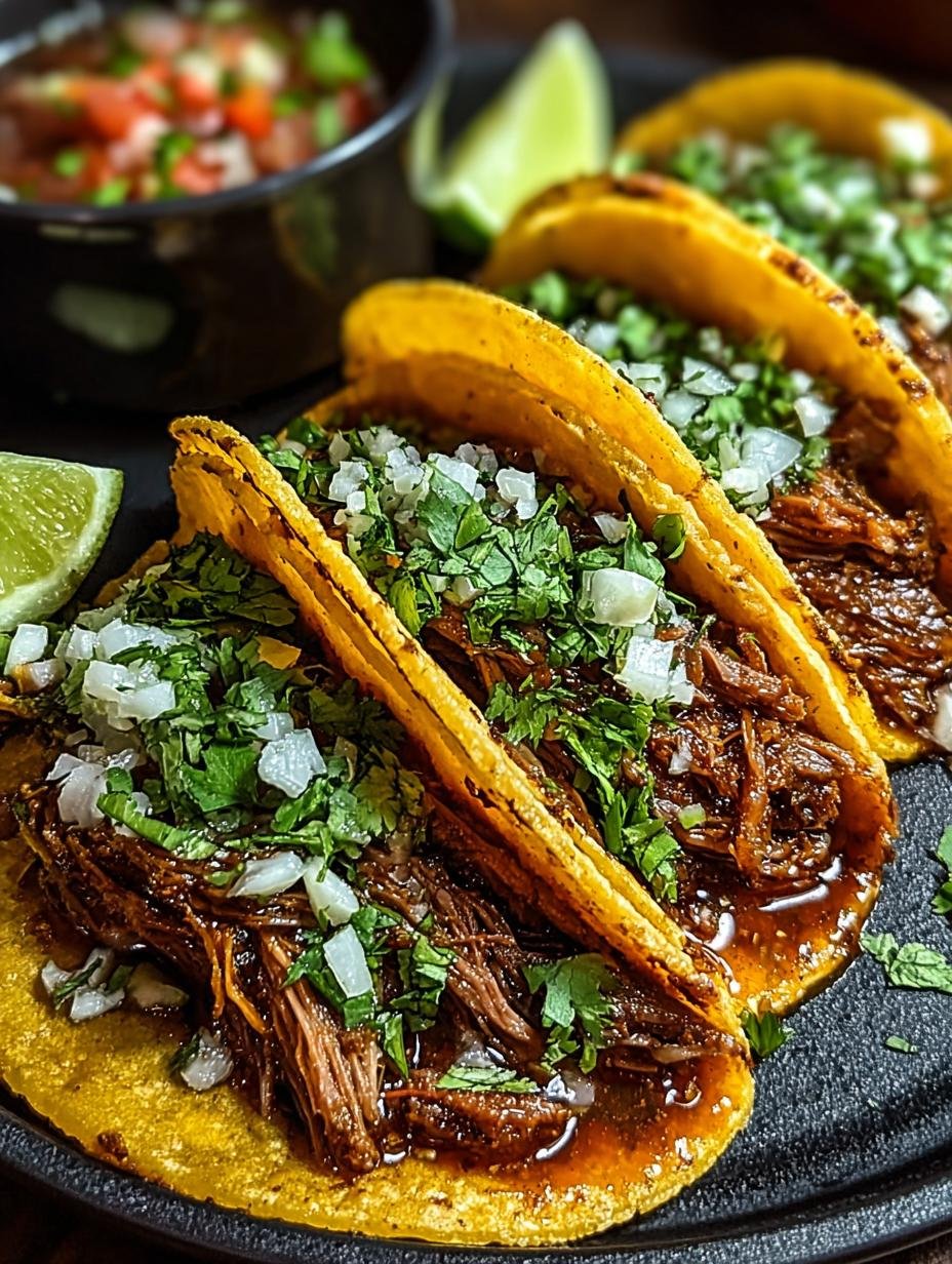 Close-up van een Herzhafte Birria Taco met gesmolten kaas en verse toppings