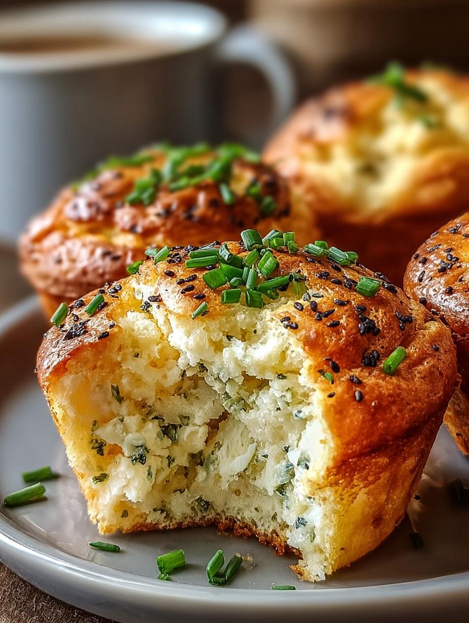 Geweldig! 6 Onweerstaanbare Herzhafte Huettencaese Muffins - Heerlijke gouden Herzhafte Huettencaese Muffins met bieslook en kaas, klaar om te eten.