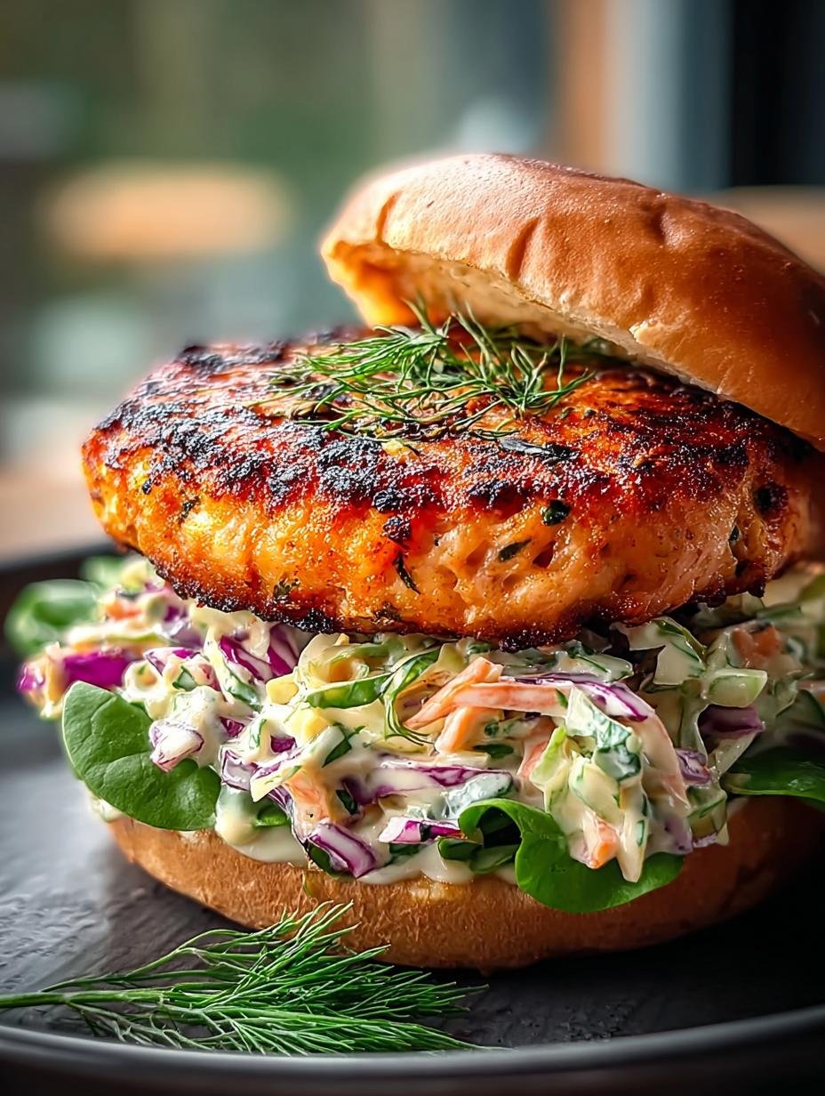 Onweerstaanbare Herzhafte Lachsburger in 3 min - Close-up van een Herzhafte Lachsburger op een broodje met verse sla