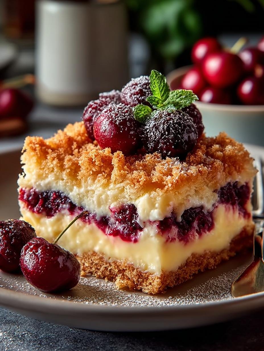 Kirschkuchen Streusel Vanillepudding Ein