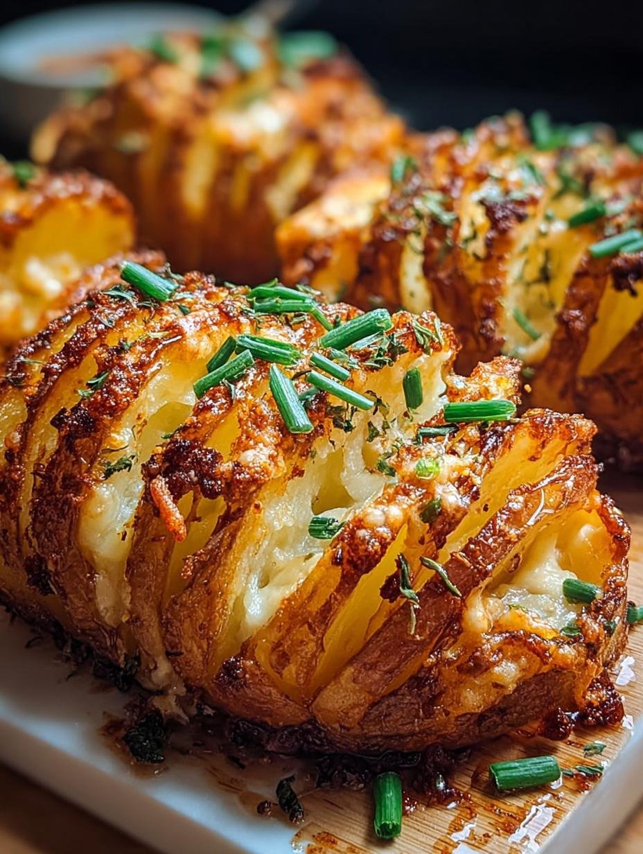 Heerlijke Knusprige Gebackene Akkordeon Kartoffeln, perfect goudbruin en knapperig gebakken, klaar om te serveren