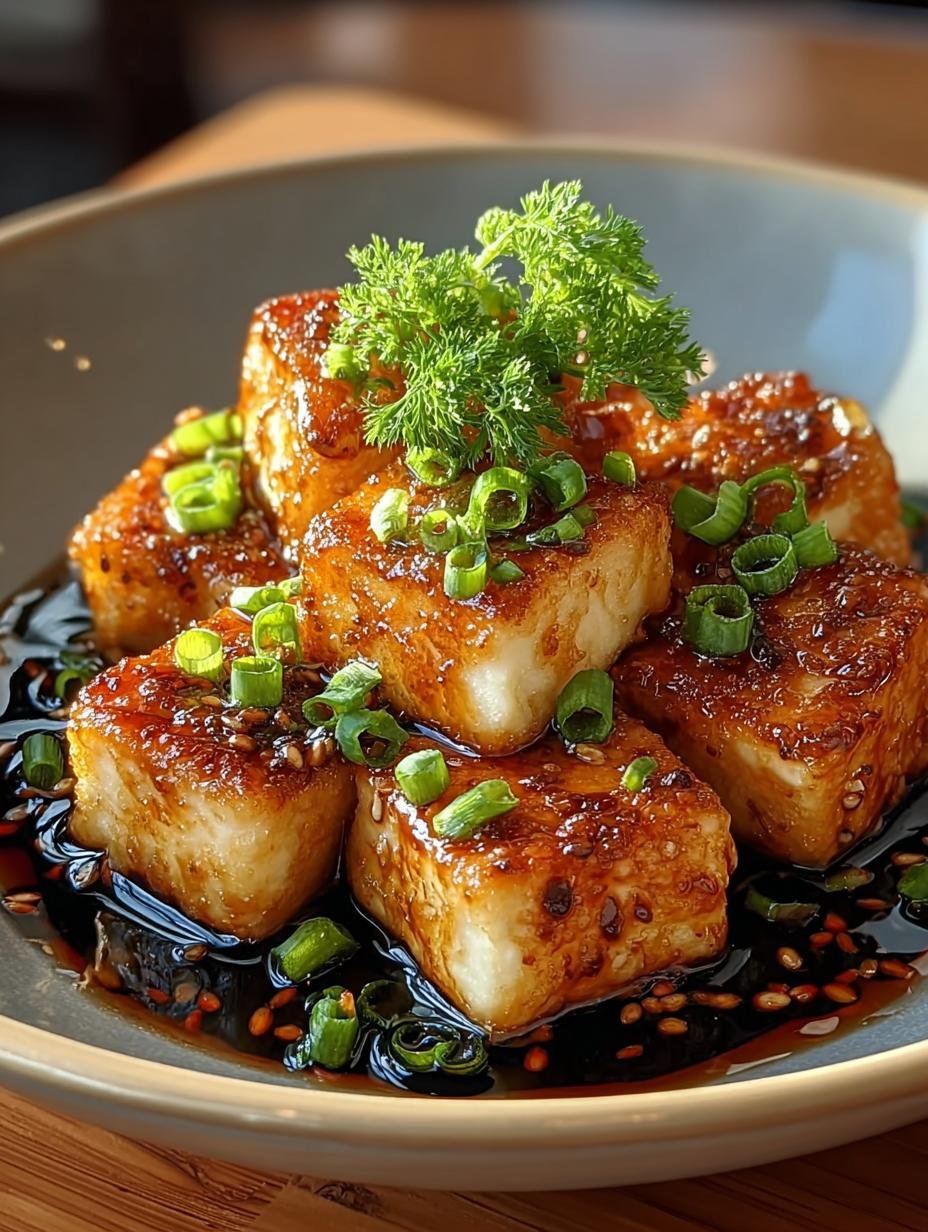 Luftfritteuse Agedashi Tofu: 10 min. knapperig genot! - Heerlijke knapperige Agedashi Tofu in een kom met saus en garnering