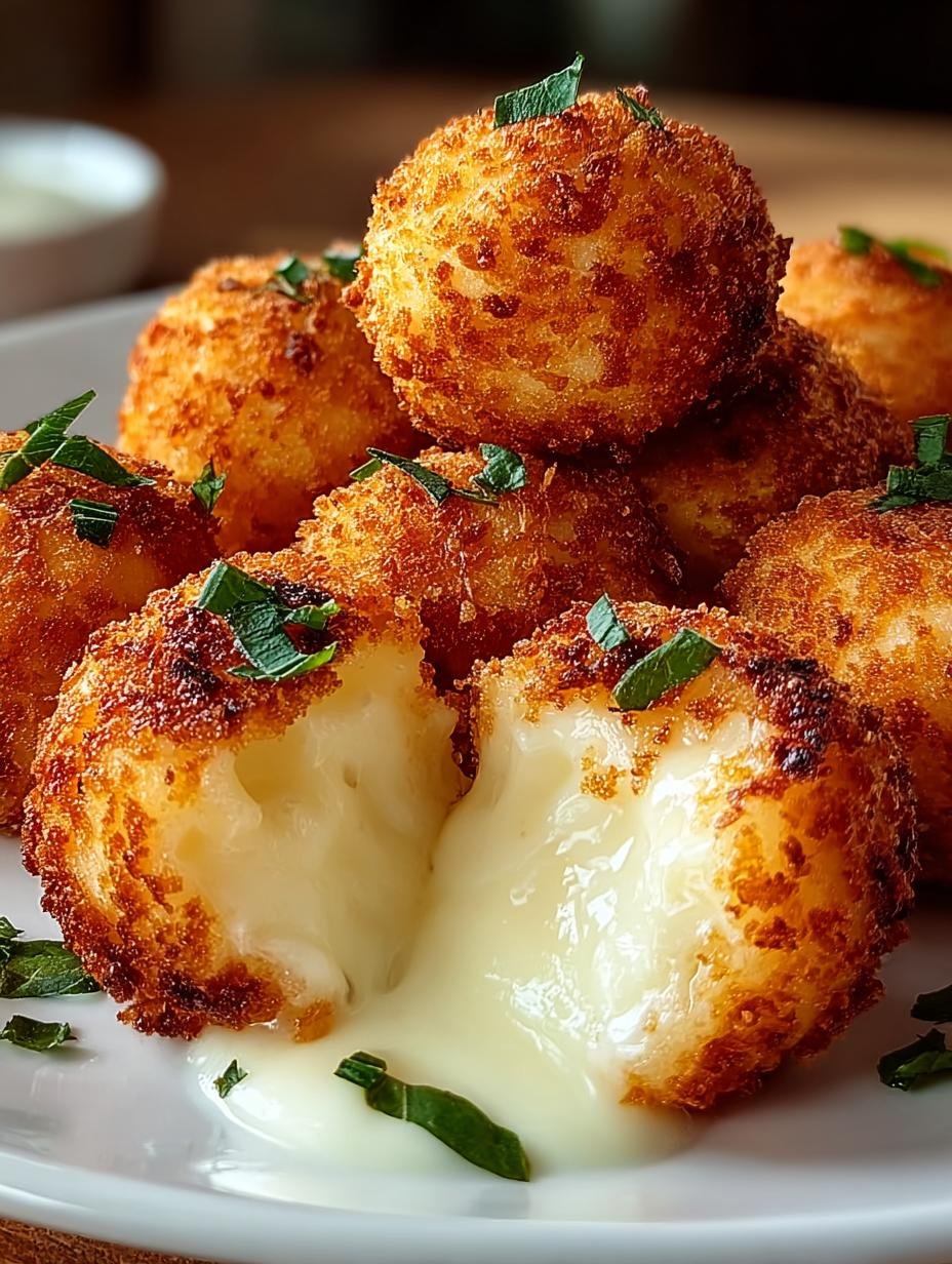 Heerlijke goudbruine Mozzarella Frittierte Kaesebaellchen op een schaal met verse peterselie en een dipsaus