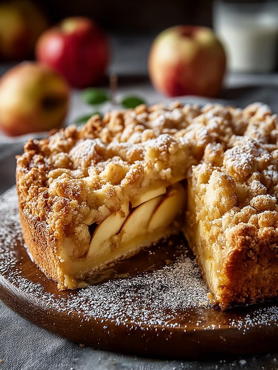 Heerlijke Saftiger Apfel Streuselkuchen met knapperige kruimels en sappige appelvulling, vers uit de oven