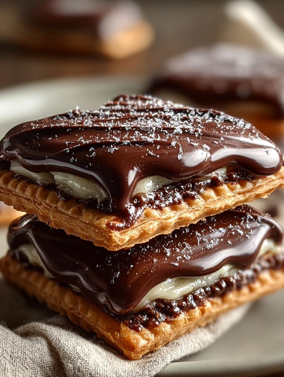 Heerlijke Schokoladen Fudge Pop Tarts met glazuur en chocoladeschilfers, klaar om te serveren