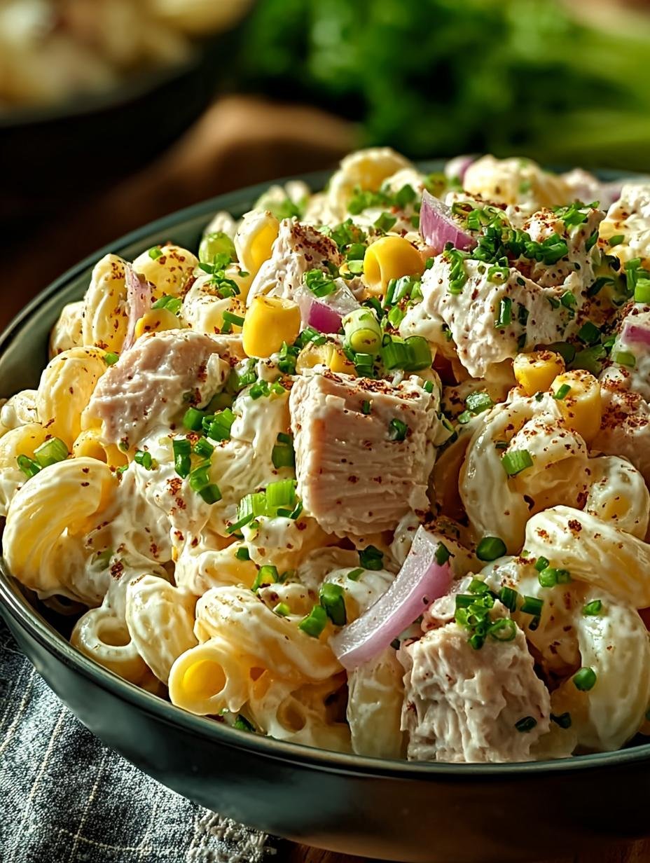 Heerlijke en romige Thunfisch Makkaroni Salat, perfect voor een zomerse picknick of snelle lunch