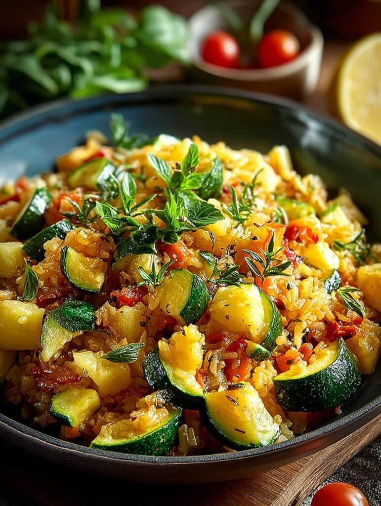 Zucchini Reis Pfanne Ein